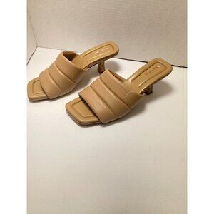 Vince Women's Ceil Cappuccino Leather Square toe Heel Mule Sz  8